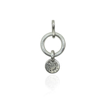 Load image into Gallery viewer, LifeStory "starter", 15mm diameter chunky silver bale to hold charms, 7mm bale to hold chain, 10mm flat round silver disc with the lettering "LIFESTORY" around the circumference