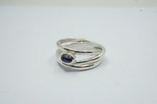 Load image into Gallery viewer, Nest ring three strand with oval 6x3mm blue iolite
