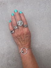 Load image into Gallery viewer, SOLID SILVER BANGLE WITH CIRCLE AND DOME DETAIL
