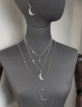 Load image into Gallery viewer, SILVER MOON AND STAR DROP EARRINGS
