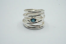 Load image into Gallery viewer, Nest ring with oval blue topaz six strand

