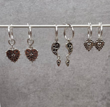 Load image into Gallery viewer, Yin yang and heart hoop earrings
