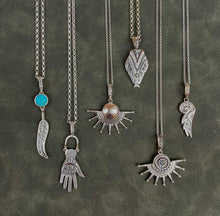 Load image into Gallery viewer, Feather and stone drop pendant
