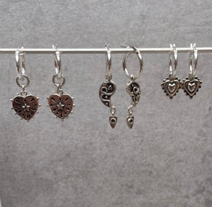Medium heart on hoop earring