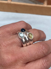 Load image into Gallery viewer, Single stone chunky silver band ring with oval cabochon stone

