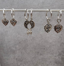 Load image into Gallery viewer, Yin yang and heart hoop earrings
