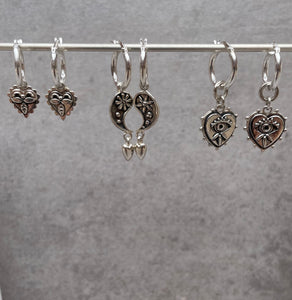 Yin yang and heart hoop earrings