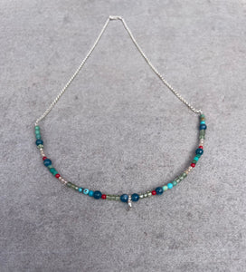 Turquoise and coral bead necklace