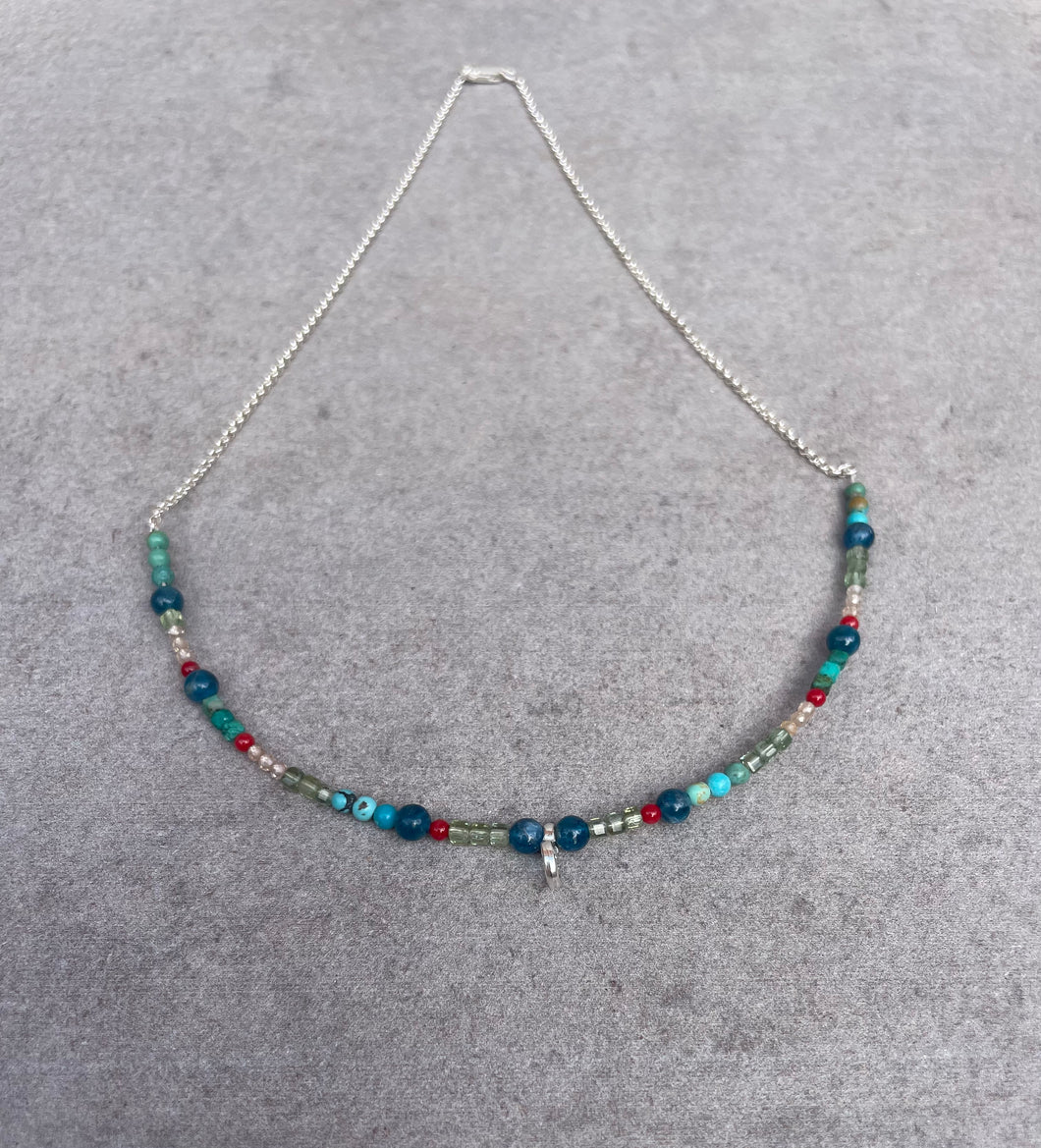 Turquoise and coral bead necklace