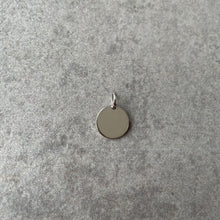 Load image into Gallery viewer, 12mm diameter, 1mm thick sterling silver disc, polished, with  a 6mm diameter silver bale 
