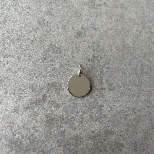 12mm diameter, 1mm thick sterling silver disc, polished, with  a 6mm diameter silver bale 