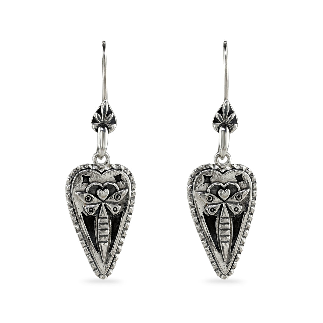 MAYFLY HEART DROP EARRING