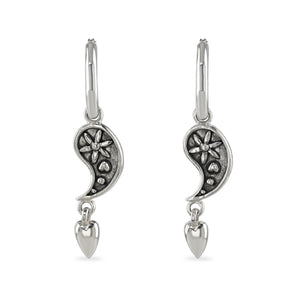 Yin yang and heart hoop earrings