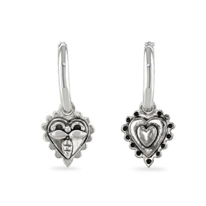 Small heart on hoop earrings