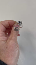 Load and play video in Gallery viewer, Geometric moon ring with 6mm cabochon iolite stone
