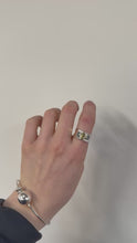 Load and play video in Gallery viewer, Three stone lemon quartz and blue topaz band ring
