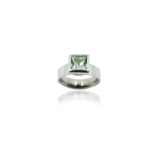 Load image into Gallery viewer, SILVER &amp; QUARTZ SQUARE GREEN QUARTZ RING
