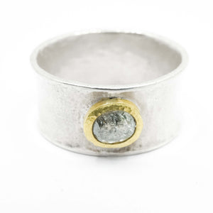 SILVER RING WITH SALT AND PEPPER DIAMOND