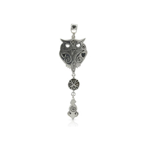 SILVER OWL WITH BEAD AND MOUSE - Amabis