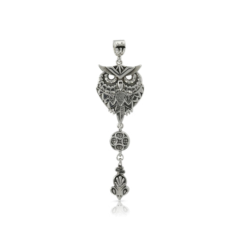 SILVER OWL WITH BEAD AND MOUSE - Amabis