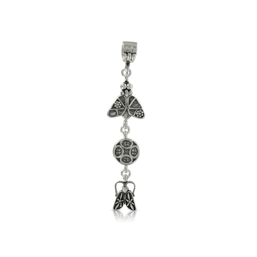 SILVER FLY WITH BEAD AND BUG PENDANT - Amabis