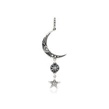 Load image into Gallery viewer, SILVER MOON WITH OPAL STONE AND STAR PENDANT - Amabis
