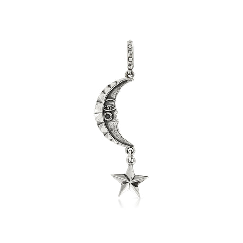 SILVER MOON WITH DANGLING STAR PENDANT - Amabis