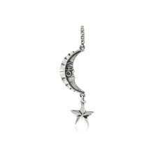 Load image into Gallery viewer, SILVER MOON WITH DANGLING STAR PENDANT - Amabis
