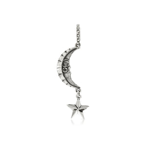 SILVER MOON WITH DANGLING STAR PENDANT - Amabis