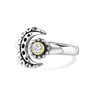 SILVER AND GOLD MOON RING - Amabis