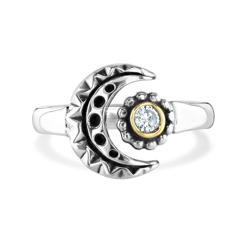 SILVER AND GOLD MOON RING - Amabis