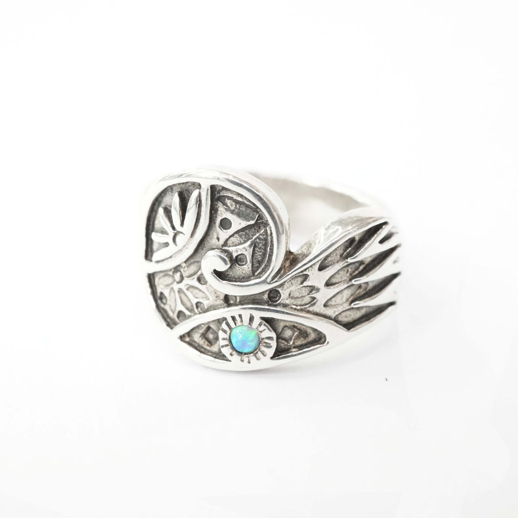 SILVER WING AND OPAL RING