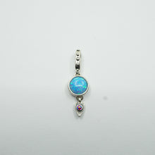 Load image into Gallery viewer, BLUE OPAL &amp; RED/PURPLE SWAROVSKI CRYSTAL PENDANT
