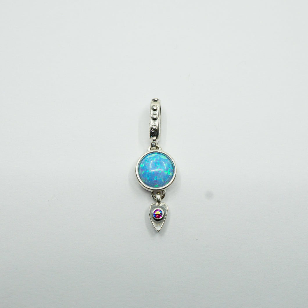 BLUE OPAL & RED/PURPLE SWAROVSKI CRYSTAL PENDANT